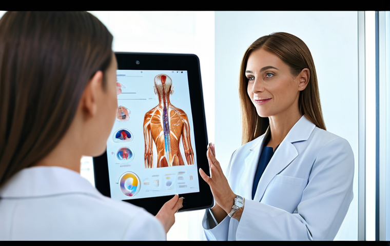 A professional female beauty consultant, fully clothed in a modest business suit, offering personalized advice to a female client in appropriate casual attire. The scene features advanced AI skin analysis technology on a sleek tablet, with a subtle holographic display showing intricate skin data. The setting is a clean, modern wellness clinic with abundant natural light, emphasizing a holistic approach to beauty and health. The image highlights the seamless integration of cutting-edge technology with human expertise for total well-being. safe for work, appropriate content, fully clothed, professional dress, family-friendly, perfect anatomy, correct proportions, natural pose, well-formed hands, proper finger count, natural body proportions, studio lighting, high resolution, professional photography.