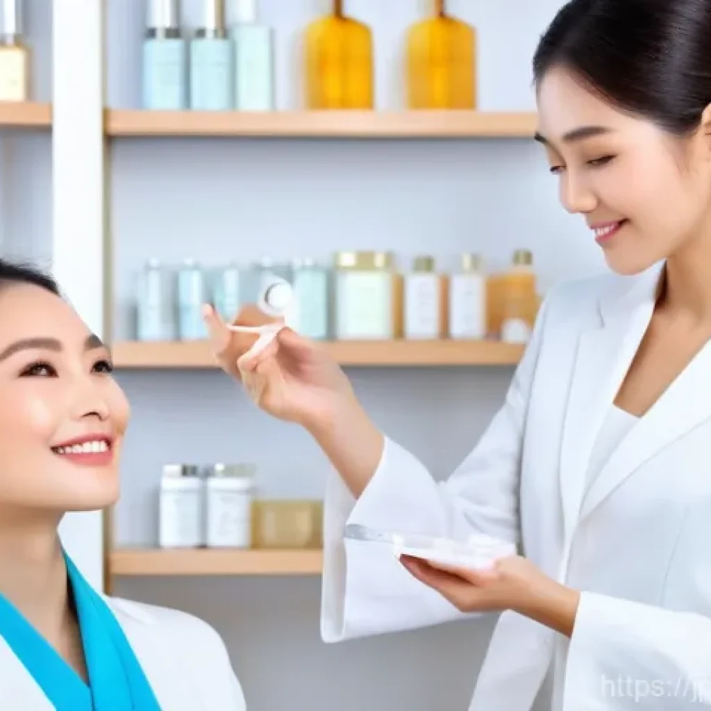 뷰티컨설턴트 해외 취업 기회 - **Prompt: "A professional Japanese female beauty consultant, mid-30s, with elegant, well-maintained ...