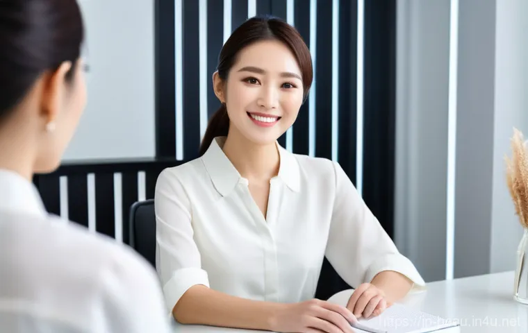 뷰티컨설턴트 국내외 시장 비교 - A professional and warm Japanese beauty consultant, a woman in her 30s with elegant, natural makeup,...