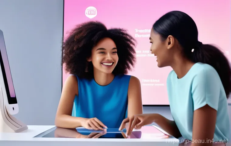 뷰티컨설턴트 협업 프로젝트 사례 - **Prompt:** A dynamic split image showcasing the fusion of online and offline beauty support. On the...