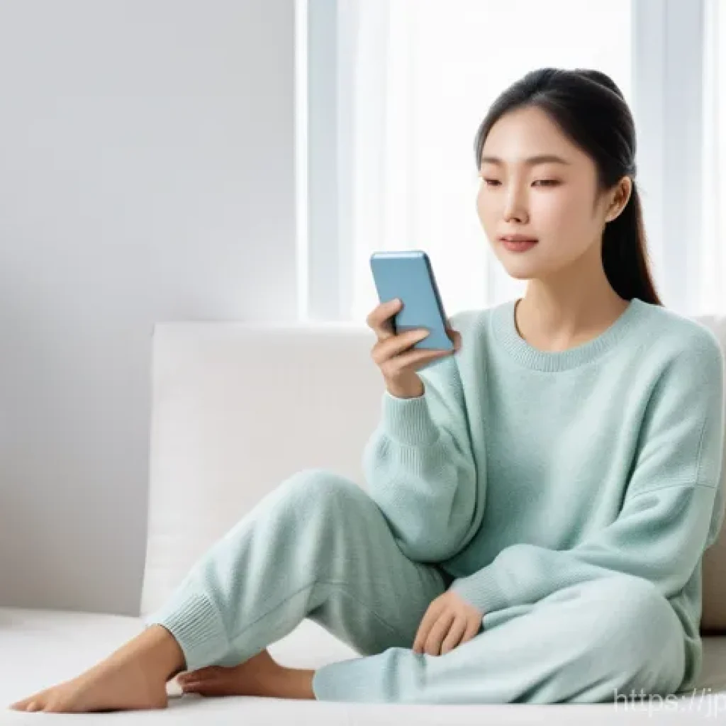 뷰티컨설턴트 비대면 상담 기술 - **AI Home Skincare Analysis**: A young adult Japanese woman, dressed in comfortable yet stylish loun...