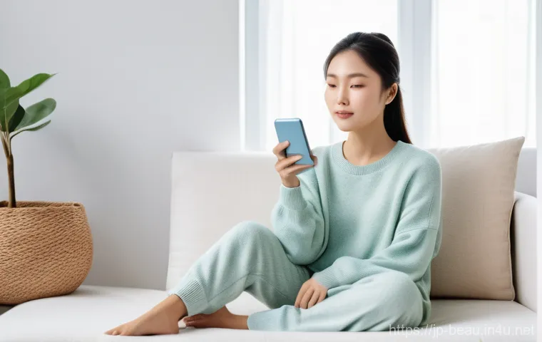 뷰티컨설턴트 비대면 상담 기술 - **AI Home Skincare Analysis**: A young adult Japanese woman, dressed in comfortable yet stylish loun...