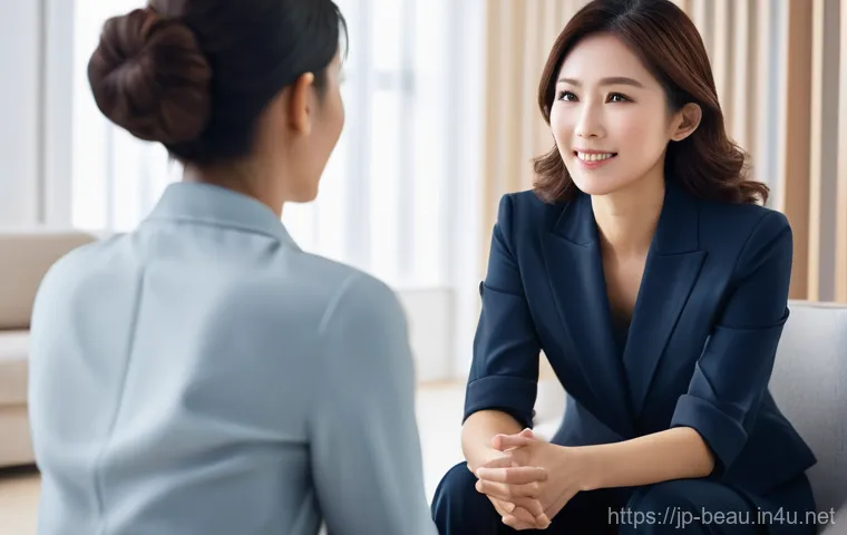 뷰티컨설턴트 자기계발 방법 - **Prompt:** A professional Japanese female beauty consultant in her mid-30s, dressed in a sophistica...