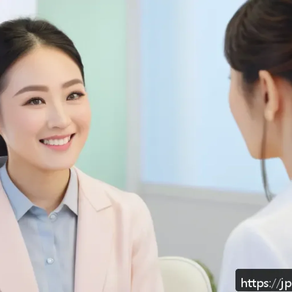 뷰티컨설턴트 실무 스킬 증진 사례 - A professional Japanese beauty consultant attentively listening to a female client in a modern salon...