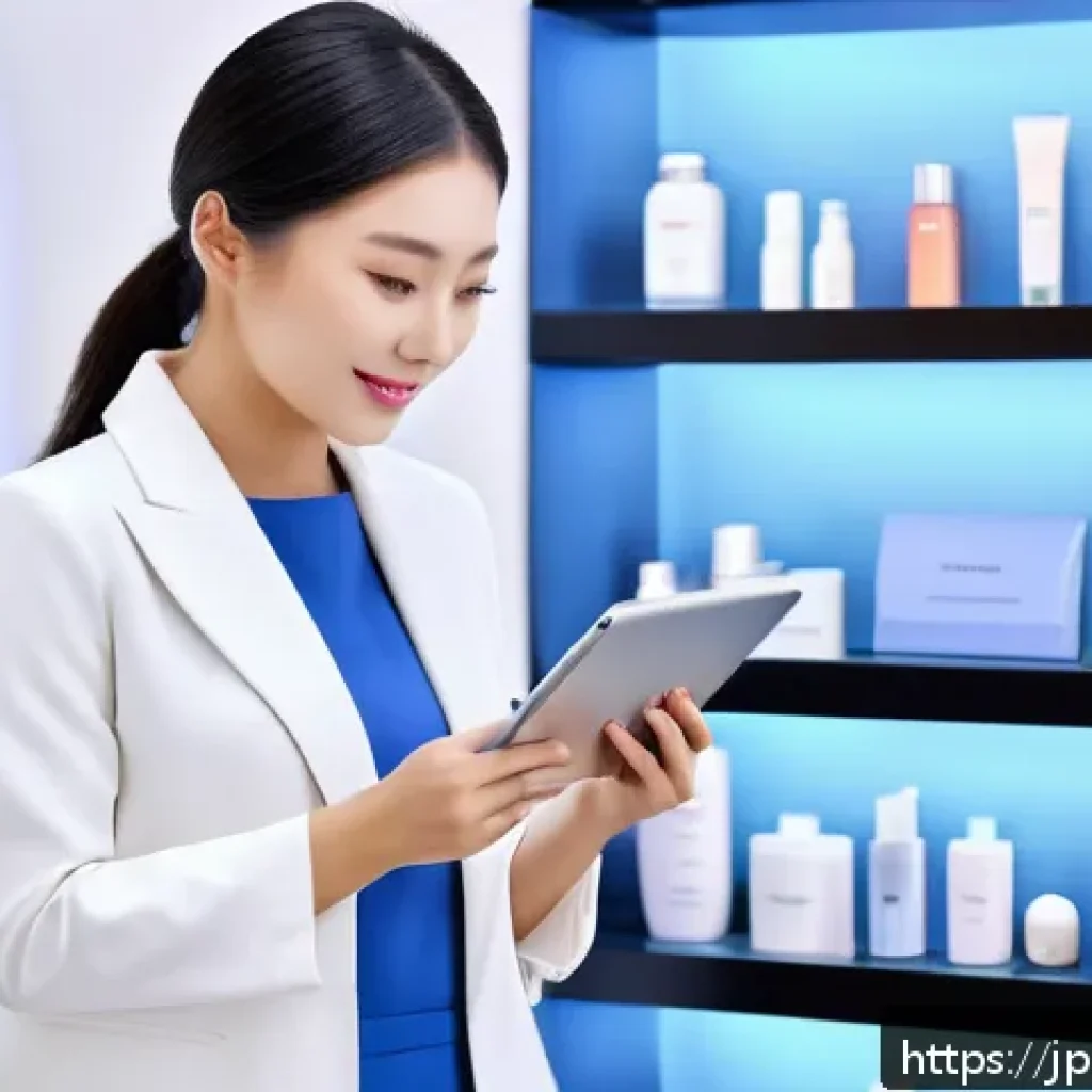 뷰티컨설턴트 직업 특성 연구 - A modern beauty consultant consulting with a diverse female client in a stylish salon setting, using...