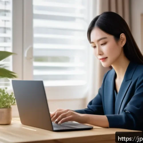뷰티컨설턴트 국가별 직업 전망 - A modern beauty consultant conducting an online skincare consultation via laptop in a cozy, stylish ...