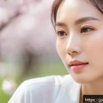뷰티컨설턴트 최신 연구 성과 공유 - A serene and detailed close-up portrait of a Japanese woman with flawless, hydrated skin, gently app...