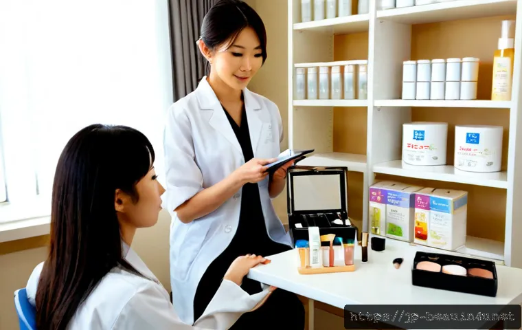 뷰티컨설턴트 관련 교육 프로그램 - Photorealistic beauty consultant training workshop in a modern Japanese classroom, an experienced fe...